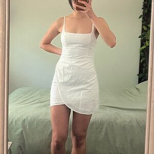 Abercrombie & Fitch White Scoopneck Wrap Mini Dress